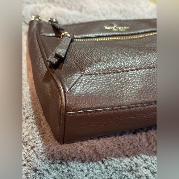 Kate Spade New York Pebbled Leather Crossbody Purse/ Bag In Mocha Brown - Picture 7 of 16